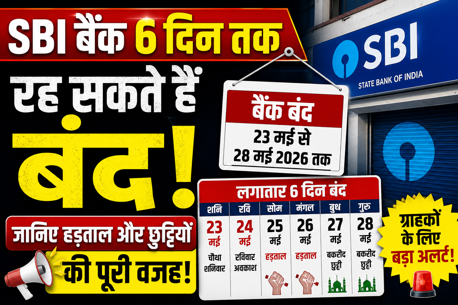 SBI closed for 6 days