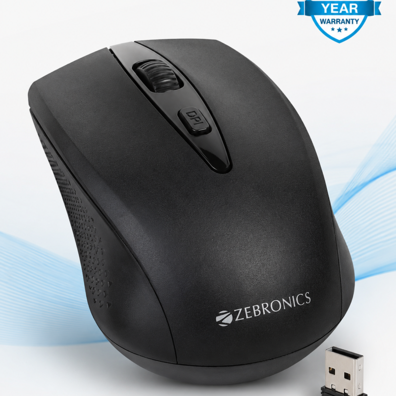 ZEBRONICS Zeb-Bold 2.4GHz Wireless Optical Mouse with ergonomic wireless design