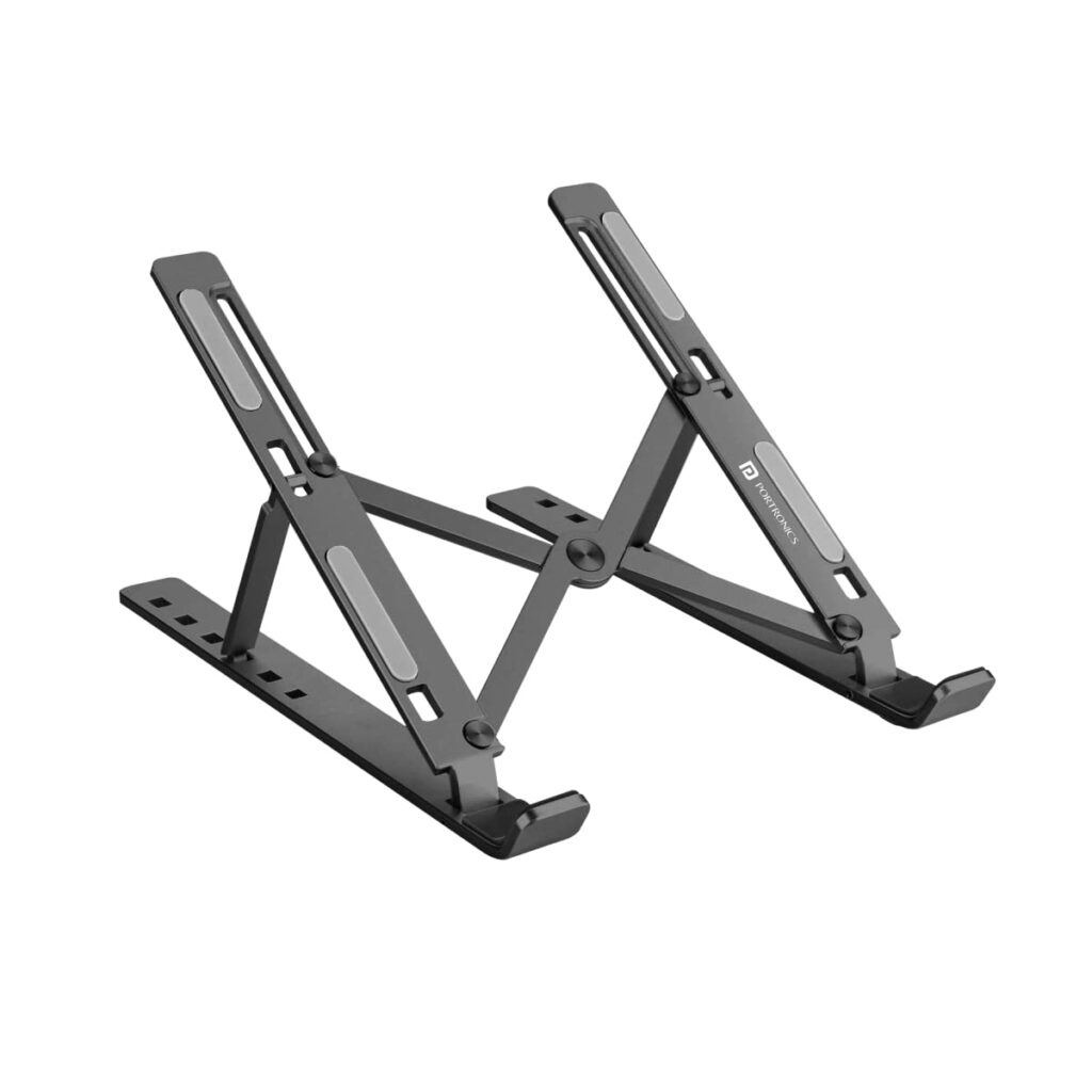 Portronics My Buddy K Portable Laptop Stand with Adjustable Height (Grey)