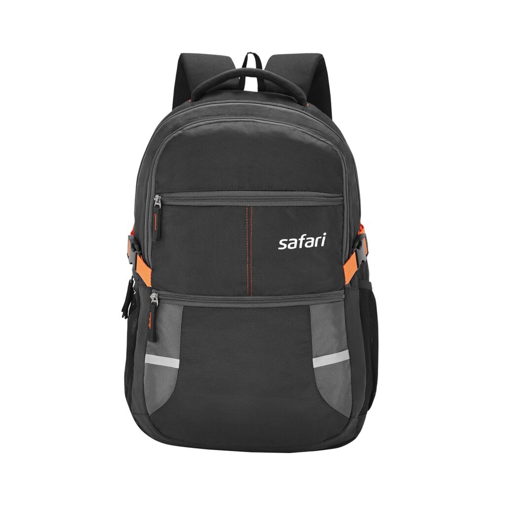 Safari Omega 30 Litre Large Laptop Backpack with Raincover (Spacious College & Travel Bag for Men and Women, Black)