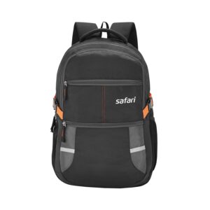 Safari Omega 30 Litre Large Laptop Backpack with Raincover (Spacious College & Travel Bag for Men and Women, Black)