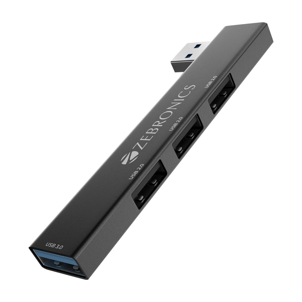 ZEBRONICS 210HB 4 in 1 USB Hub with USB 3.0 & Metal Body (Black)