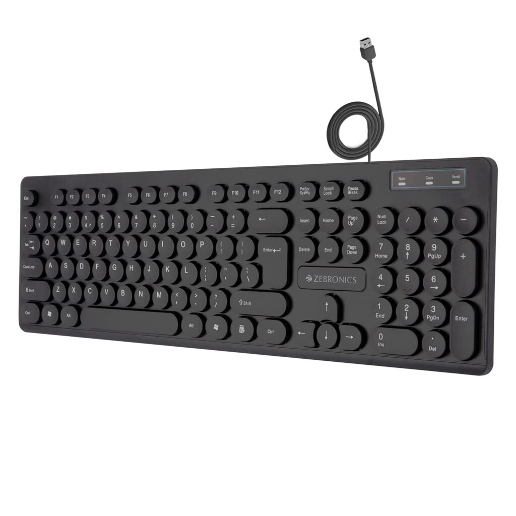 ZEBRONICS K24 Wired USB Keyboard with Slim Design & 104 Keys
