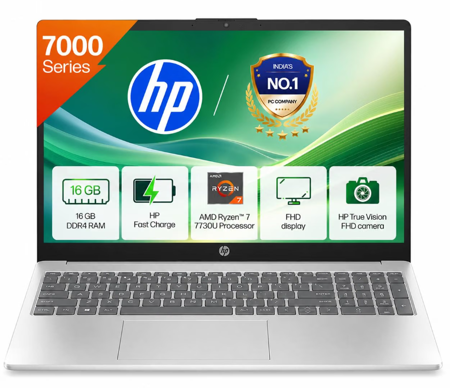 HP 15-FC0894AU 15.6 Inch FHD Laptop, AMD Ryzen 7 7730U, 8GB RAM, 256GB SSD, Windows 11 Home, Microsoft Office 2024, Silver