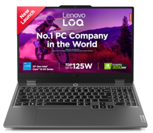 LENOVO LOQ 15IAX9 83GS00PJIN Gaming Laptop (12th Gen Intel Core i5-12450HX, 16GB RAM, 512GB SSD, RTX 3050 6GB, Windows 11 Home, MS Office 2024, 15.6″ FHD 144Hz, Luna Grey)