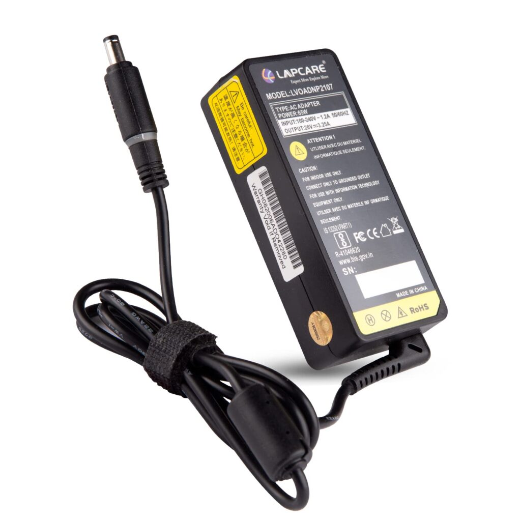 LAPCARE 65W 20V Laptop Charger Adapter with 5.5mm Pin Compatible for Lenovo G570 43345VU 43347UU & 43834HU Models with Power Cable,Black