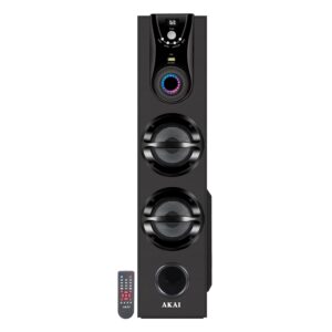 AKAI Tower Bluetooth Wireless Speaker 50W with Remote – 1 Year Warranty | Home Theater System 5.25″ Woofer | Karaoke mic, LED Display, Deep Bass, FM, AUX, USB | Supports TV, PC & Smartphone (HA-TS50)