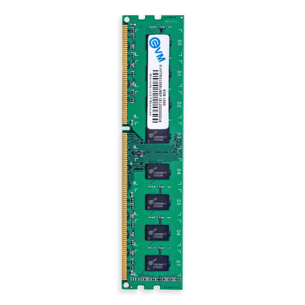 EVM 8GB DDR3 Desktop RAM 1333MHz | Long-DIMM – 1.5V Low Voltage| 240-PIN Pin, Intel & AMD Compatible | High-Speed PC Memory Upgrade | 10 Year Warranty (EVMT8G1333U86P)