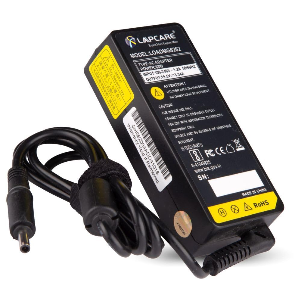 Lapcare 65W AC 19.5V-3.34A Adapter Charger Fit for Dell Inspiron 13 15 17 Series 15 5555 5567 5558 5559 5755 5758 7558 7568 7569 7579 13 5378 7347 7348 7352 17 5758 5759- (Black)