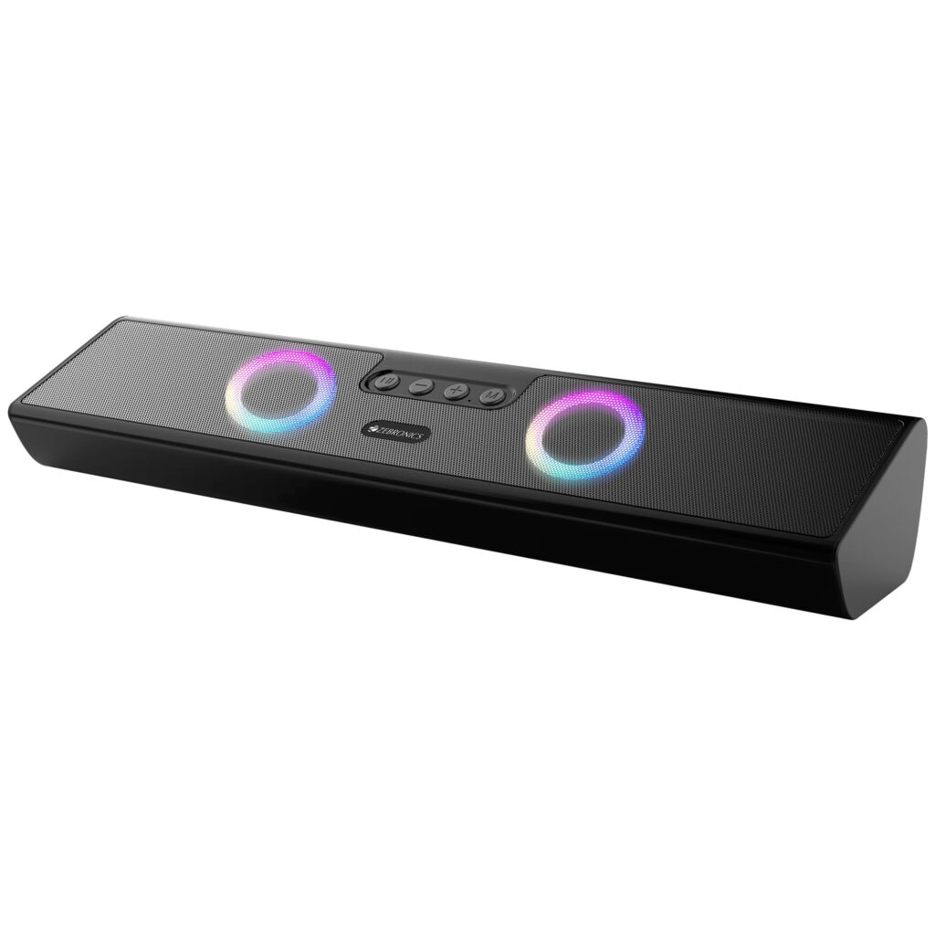 ZEBRONICS Astra 35, Portable Bluetooth Speaker, 16 Watts, Upto 8h Backup, Dual Drivers + Dual Passive Radiators, Call Function, Bluetooth v5.3 | USB | mSD| AUX, TWS, RGB LED
