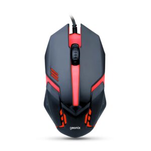 GEONIX Vigor R7 Wired Gaming Mouse with 1200 DPI, PVC Cable, 3 Buttons, Center Click, 1 Year Warranty (Black Red)