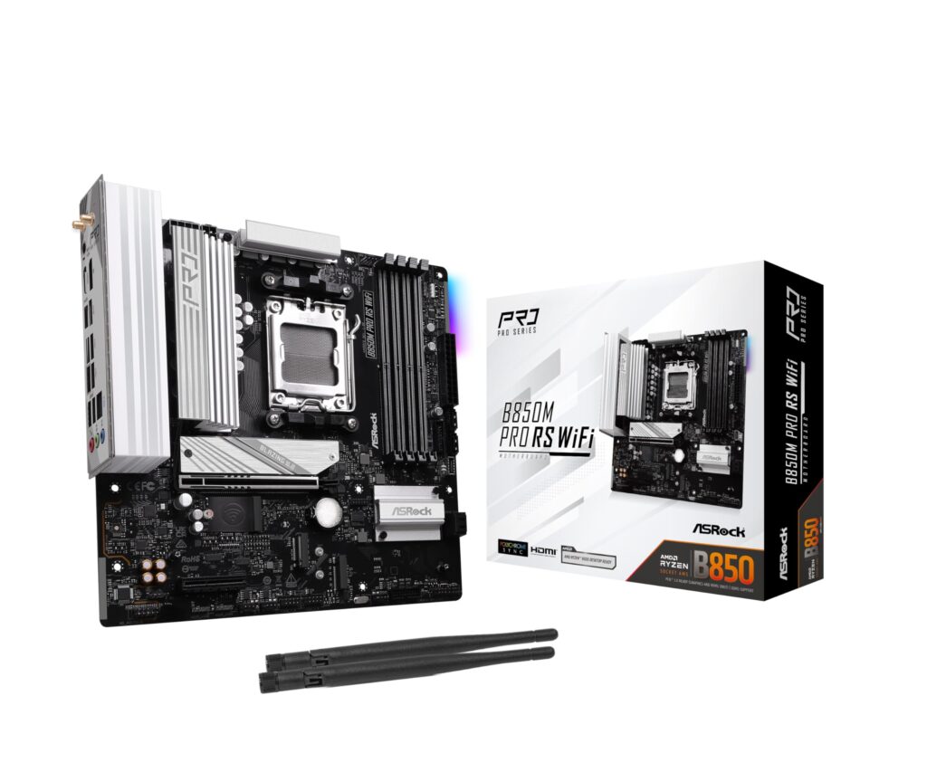 ASRock AMD B850M Pro RS WiFi 6E Socket AM5 Ryzen DDR5 B850 8000 MHz 256GB Micro ATX Motherboard M.2 SATA3 6.0 Gb/s PCIe 5.0