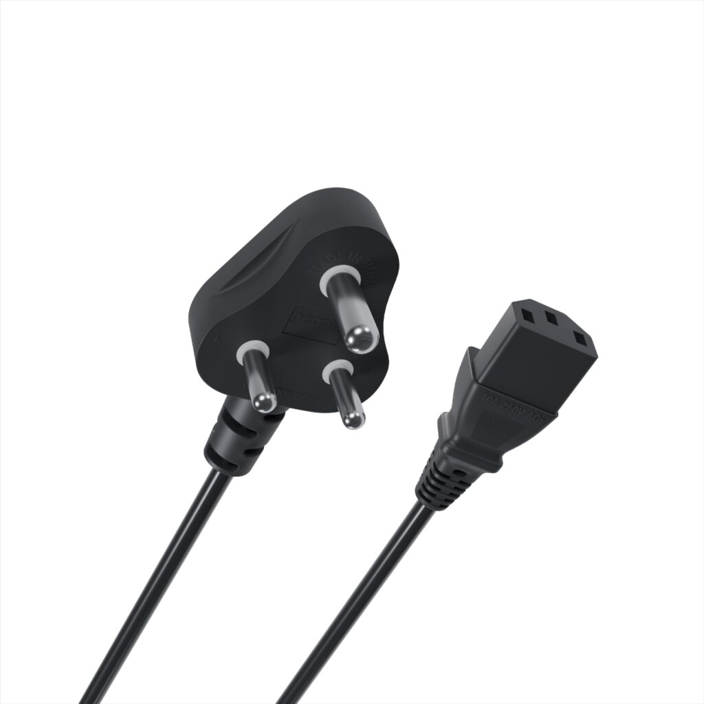 Geonix 1.5 Meter Computer Power Cable Cord for Desktops PC, Printers, Monitors, SMPS Power Cable (Black)
