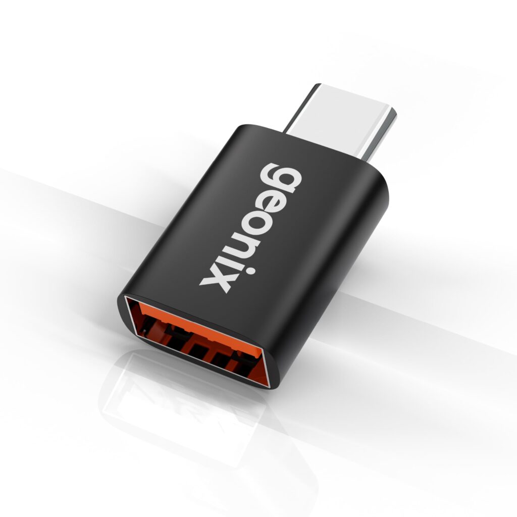 Geonix Befit U2 USB 3.0 to Type C OTG Converter | 5Gbps Fast High-Speed Data Transfer | Compatible for All Type C Devices, Smartphone, Laptops, Tablets, Chargers, MacBook (Black & Orange)