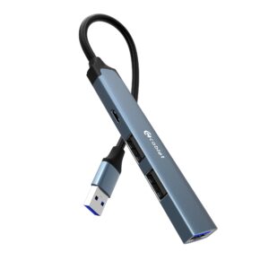 Cablet 4-in-1 USB 3.0 Hub Docking Station with 1×USB 3.0, 2×USB 2.0, 1×Type-C Port, Up to 5Gbps High-Speed Data Transfer, Plug & Play Multiport Splitter for Laptop, PC, MacBook, Tablet