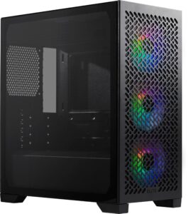 Cooler Master Elite 302, Micro-ATX High Airflow Minimalist PC Case, 365mm GPU Max, Compatible RTX 5080|RX 7090 XT, 280mm AIO Max, Type C, Tempered Glass, Triple 120mm aRGB PWM Fan, Intakes Grill