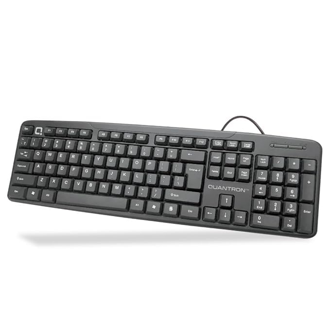 QKB-11 Wired Keyboard with Silent Soft Keys, Full-Size Layout, Plug & Play USB, Durable Build for Laptop, PC & Desktop (Black)
