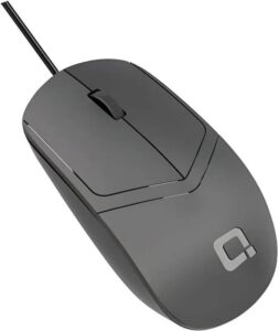 QUANTRON QMU-535 Wired Mouse, Black, 1000 DPI Optical Sensor, 3 Button Design, 5 Million Click Life, 110x60x36mm, for Office and Home