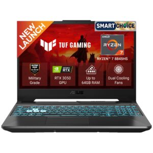 ASUS TUF A15 (2026),Smartchoice,AMD Ryzen 7 8845HS,RTX 3050,16GB RAM (Upgradeable Upto 64GB),512GB SSD,FHD,15.6″(39.6 cm),Win 11,M365 Basic(1Y),Office 24,Black,2.3 Kg,FA506NCG-HN192WS,Gaming Laptop